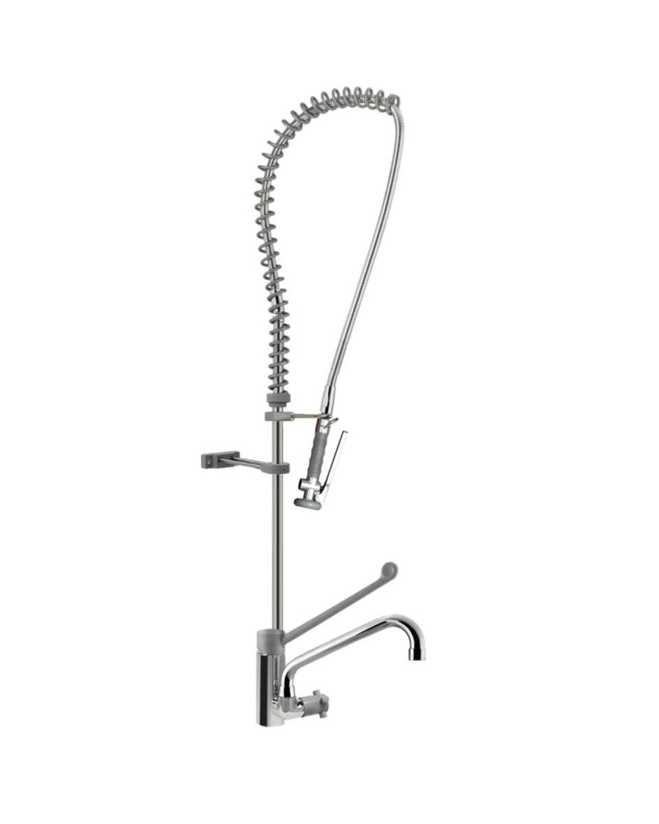 Voorspoeldouche - Kraan - Hoog model - Elleboogbediening - Wandmontage - RVS - Provolone