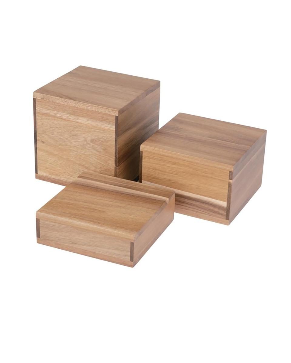Buffetverhoger - 3 stuks - 15 x 15 CM - Acaciahout - Olympia - DF875