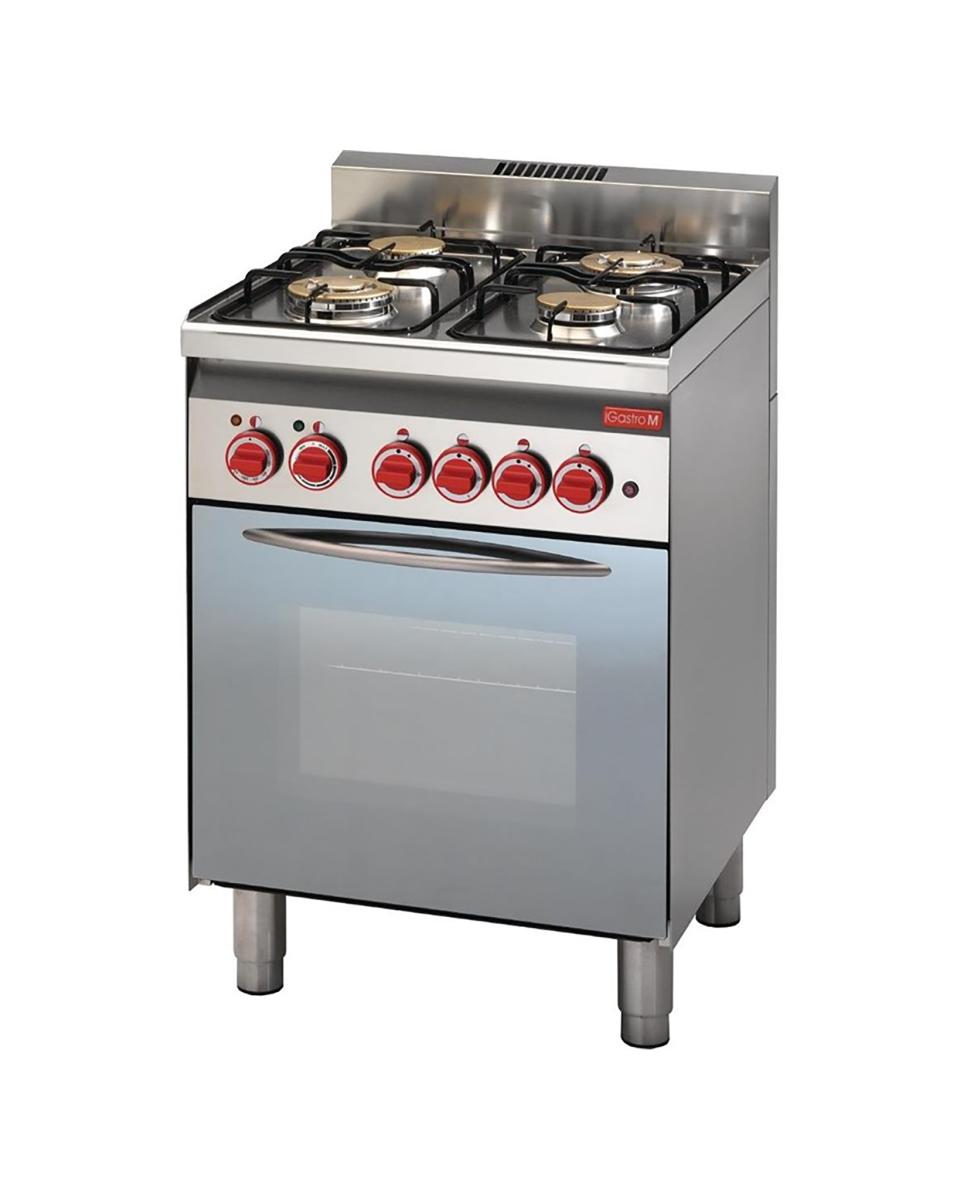 Gasfornuis - 600 Line - 4-pits - Heteluchtoven - H 85 x 60 x 60 CM - 220-240 V - RVS - Gastro M - GN013