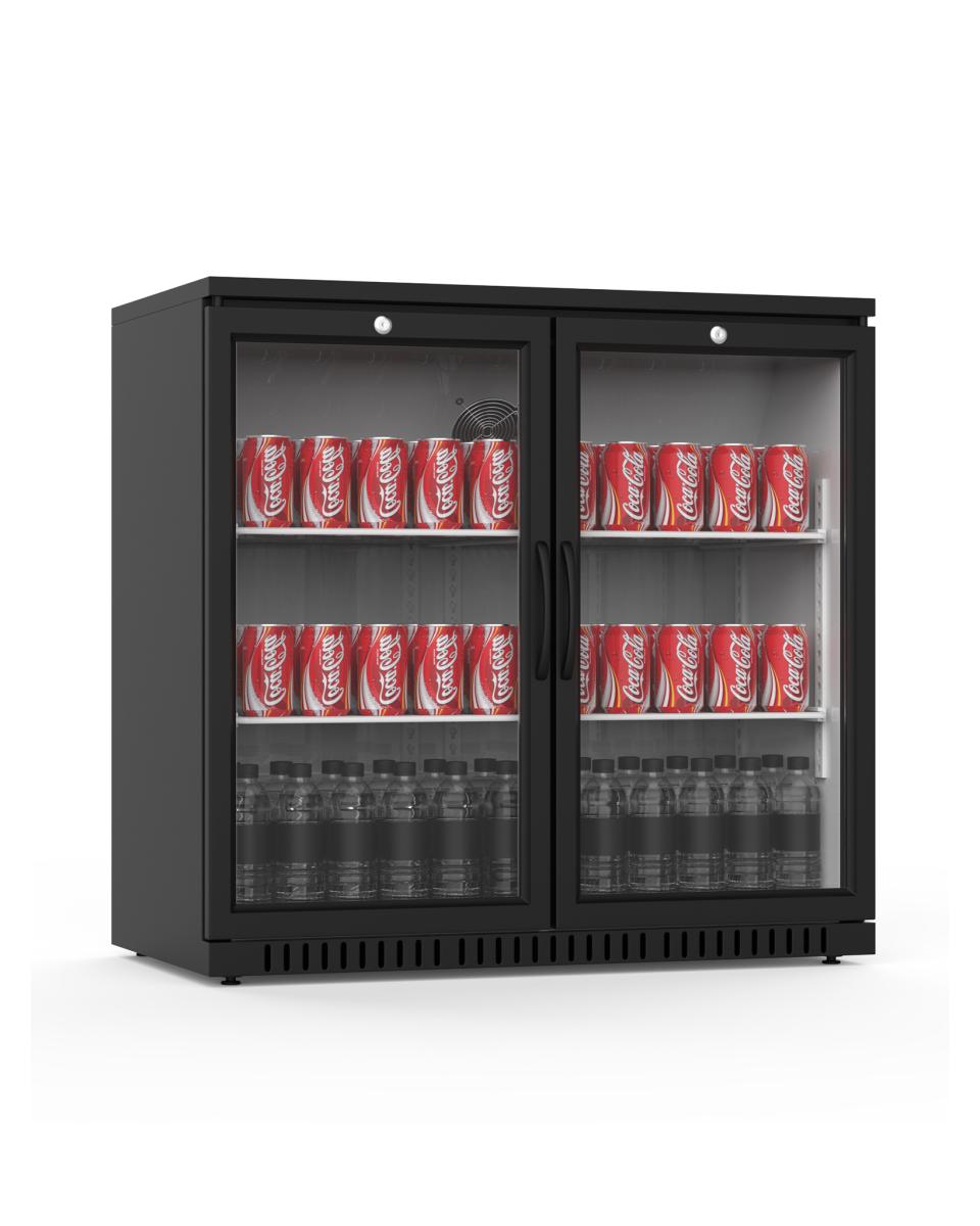 Koelkast glazen deur - 210 Liter - 2 deurs - Zwart - Promoline