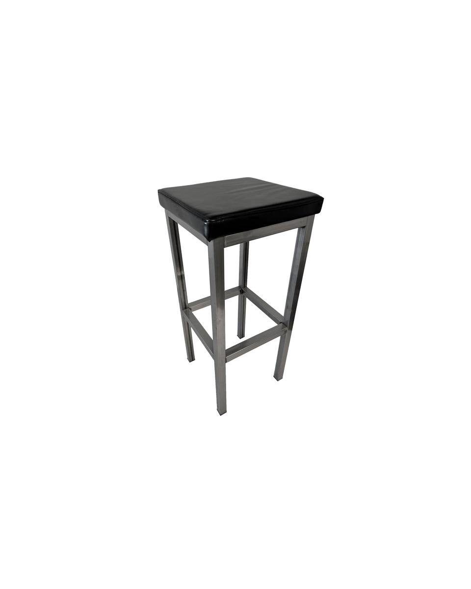 Barkruk - Square - Zwart - Leer / Aluminium - Promoline  