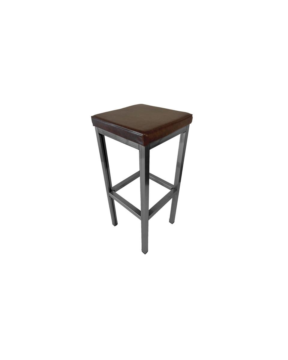 Barkruk - Square - Bruin - Leer / Aluminium - Promoline 