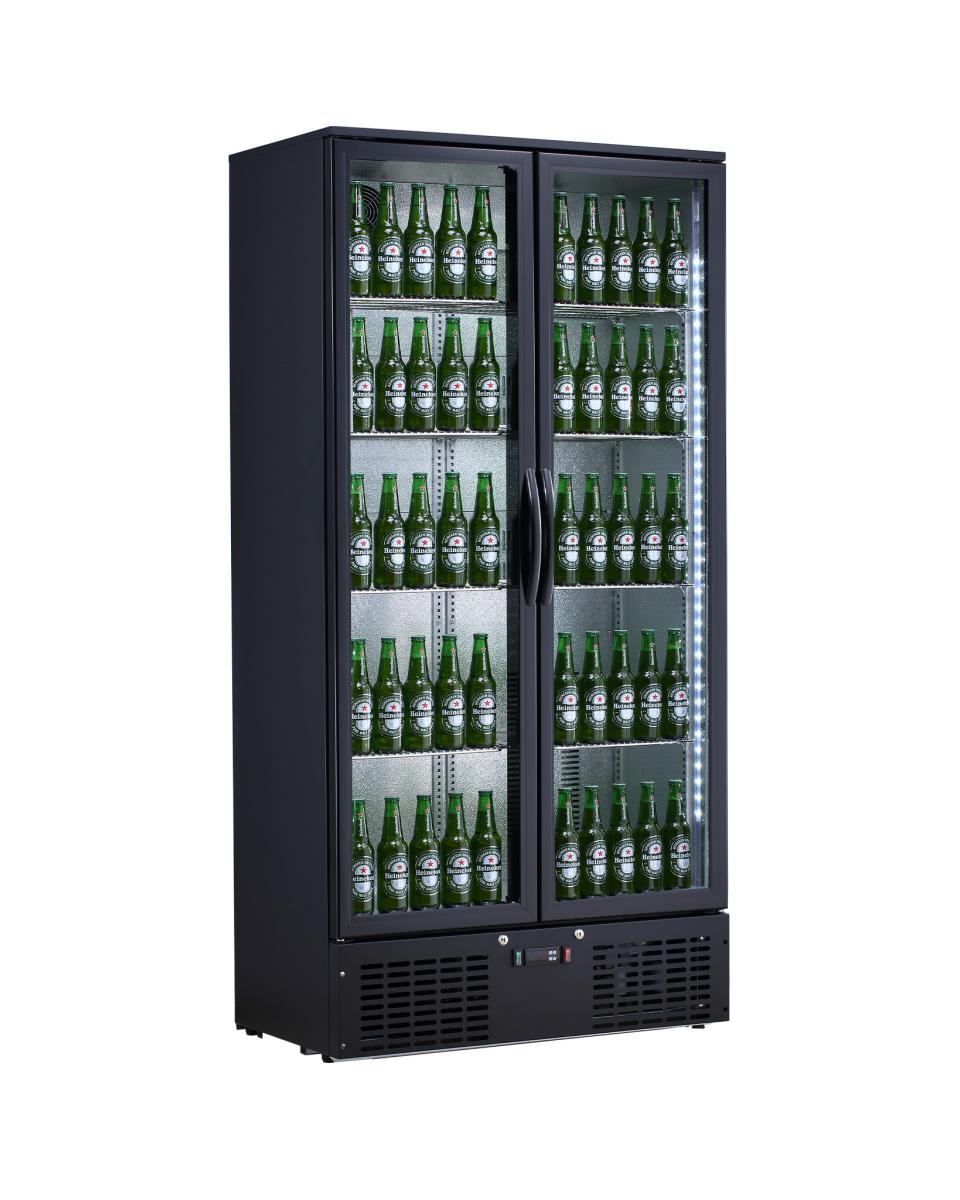 Koelkast glazen deur - 385 Liter - Zwart - Aluminium - Promoline