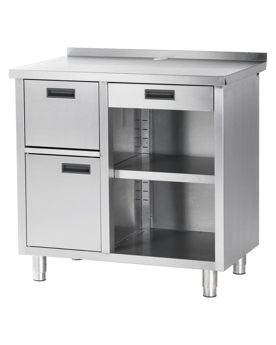 Koffie uitgifte werkbank - H 100 x 100 x 70 CM - RVS - Promoline