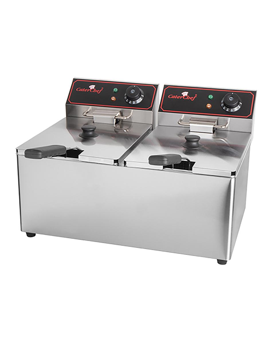 Friteuse - H 34.6 x 54 x 40.9 CM - 12 KG - 220 - 240 V - 3250 W - RVS - 8 Liter - Elektrisch - Caterchef - 688208