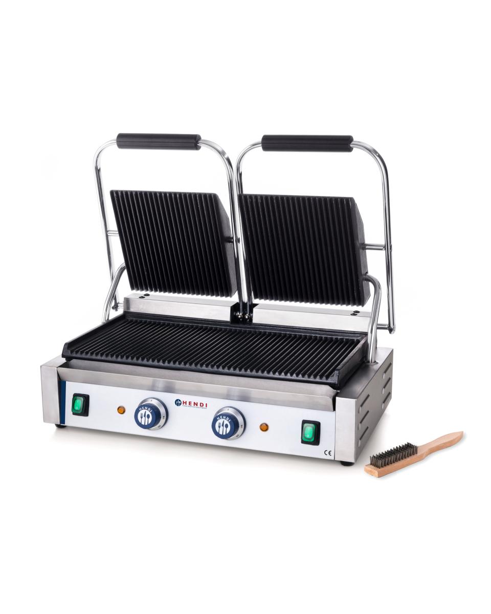 Contactgrill - dubbele versie - RVS - H 21 X 37 X 57 CM - Hendi - 263709