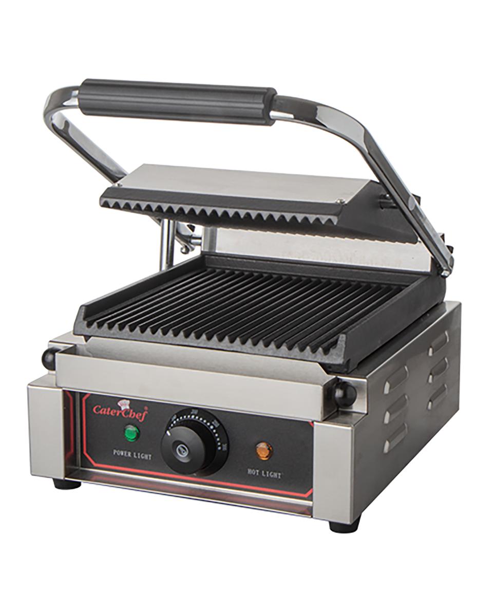 Contactgrill Solocompact - H 19.3 x 28.9 x 32 CM - 14 KG - 220 - 240 V - 1800 W - Gietijzer - Geribbeld - +50°C / +300°C - Caterchef - 688400