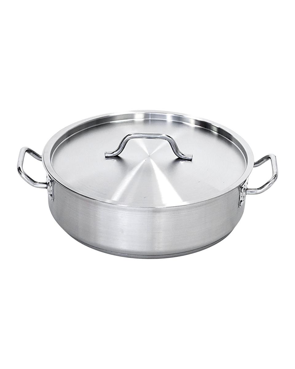 Kookpan - Ø36 x H 11 CM - RVS - Laag - Met Deksel - 11.2 Liter - Promoline