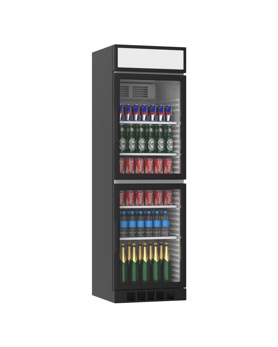 Koelkast glazen deur - 385 Liter - Display - 2 Deurs - Zwart - H 199.4 x 59.5 x 60.5 CM - Promoline