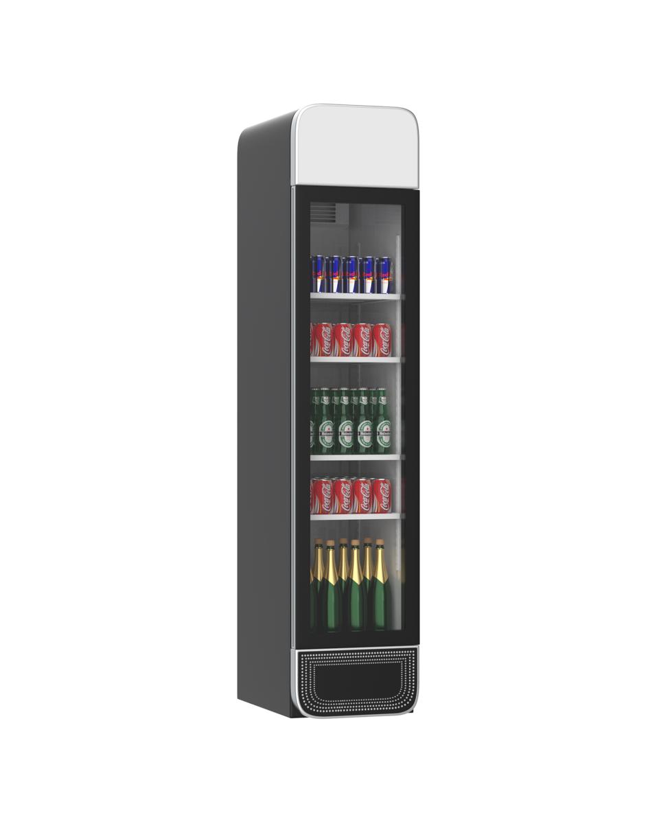 Koelkast glazen deur - 265 Liter - 1 Deurs - Zwart - H 207.7 x 45 x 59.5 CM - Promoline