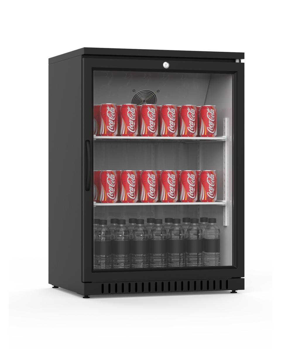 Koelkast glazen deur - 130 Liter - 1 deurs - Zwart - Promoline