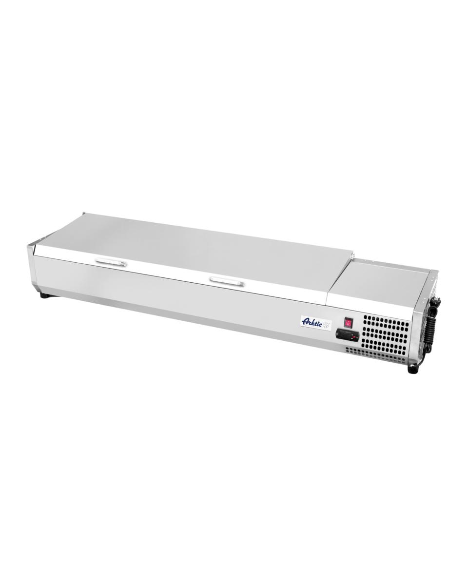 Opzetkoelvitrine GN 1/3 - RVS - H 29 X 39.5 X 180.5 CM - Hendi - 233986