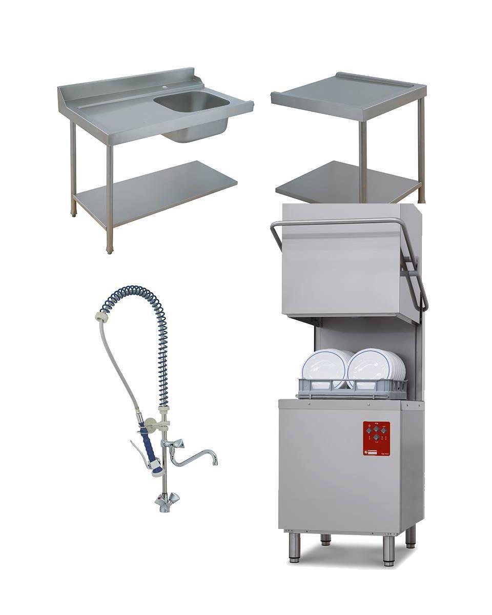 Kapmodel vaatwasser - Mand 50 x 50 CM - Voorspoeldouche - Spoeltafel links - Afvoertafel rechts - Diamond - DK7/6/B-S