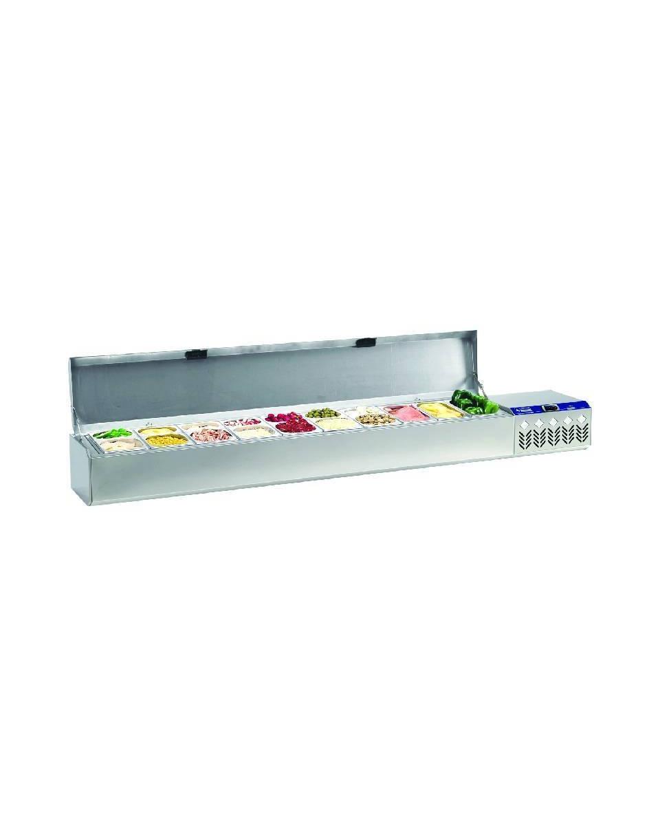 Gekoelde Opzetvitrine - 219 CM - 3 x 1/4 GN + 7 x 1/6 GN + 7 x 1/9 GN - RVS - Diamond - SX219G/CR2