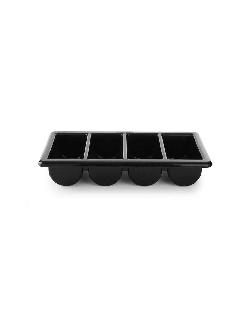 Bestekbak 4 vaks - Zwart - 1/1GN line - Hendi - 552315