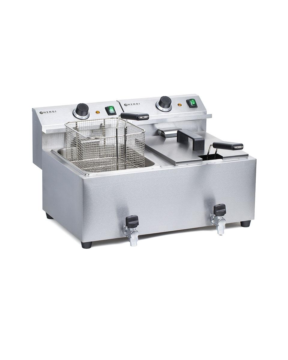 Friteuse Mastercook - Met Aftapkraan - 2 x 8 Liter - Hendi - 209301