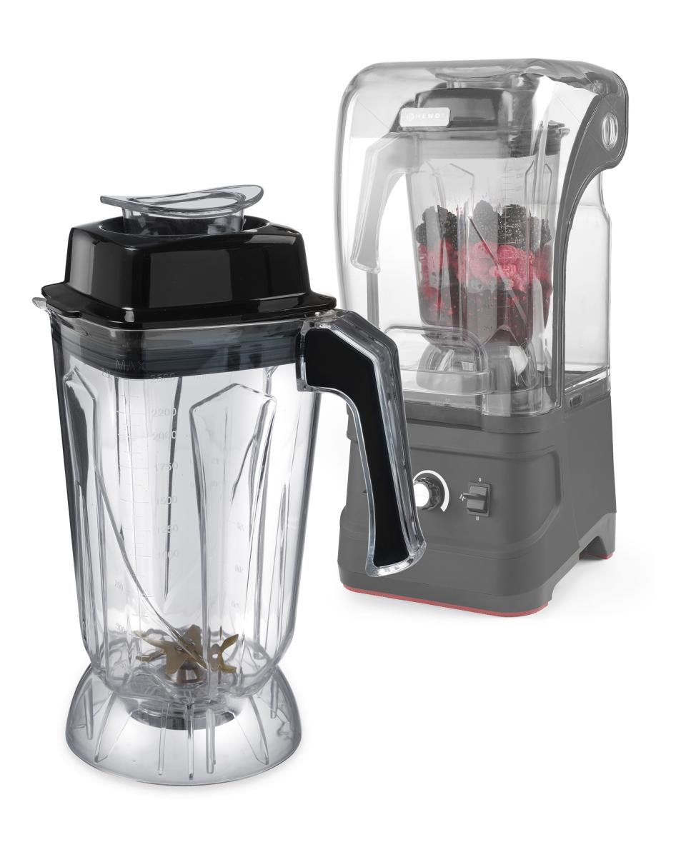 Blender Kan met mes met titanium deklaag - polycarbonaat  RVS - H 36 X 17 X 20 CM - Hendi - 943489